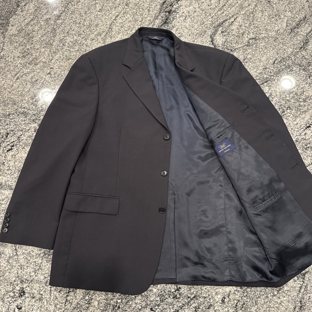 Brooks Brothers 346 Blazer Suit Stretch Wool‎ Blend Navy Blue Jacket Size 45 R